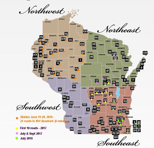 Rustic Roads
                ridden thru June 2019